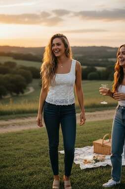 Nicola Double Layer Round Neck Tank Top